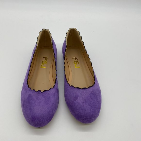 NEW Purple Scalloped Ballet Flats - Slip-On - Picture 4 of 10